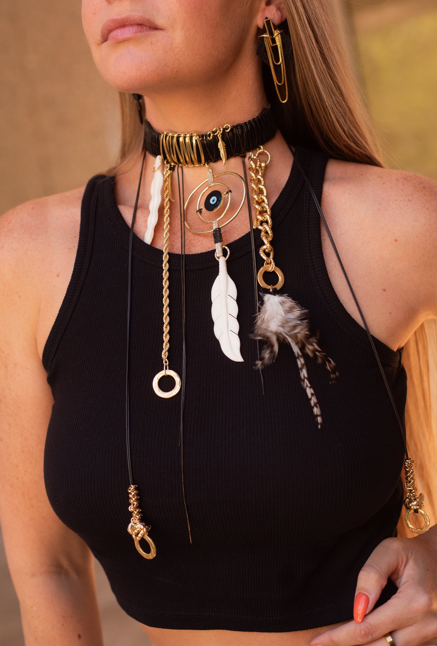 Horn Feather Choker