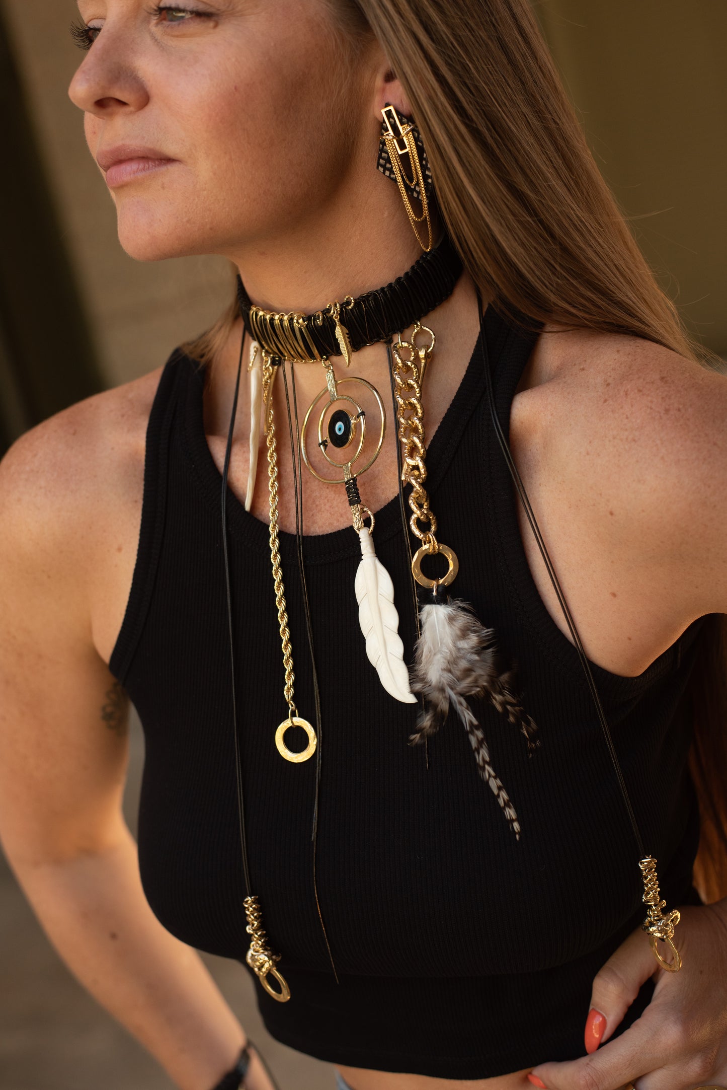 Horn Feather Choker