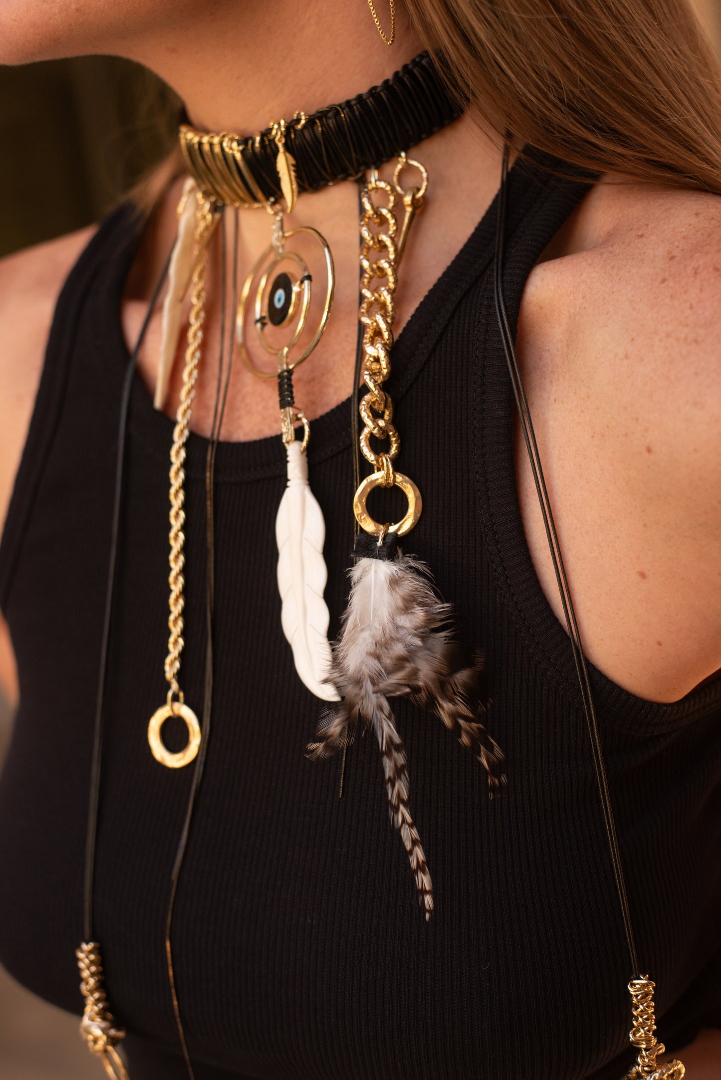 Horn Feather Choker