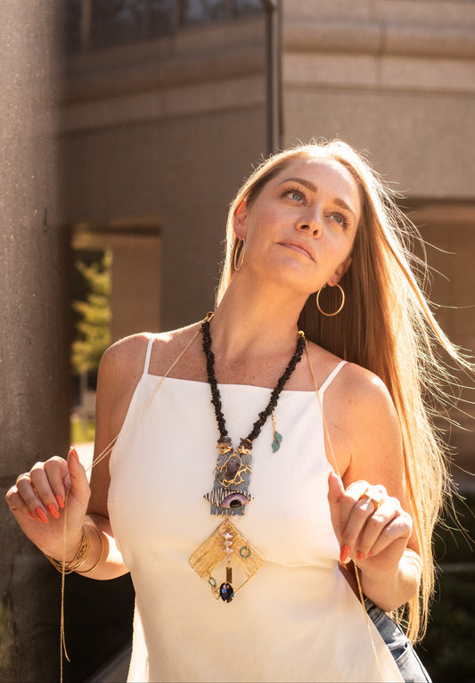 Amethyst + Denim Vision Necklace