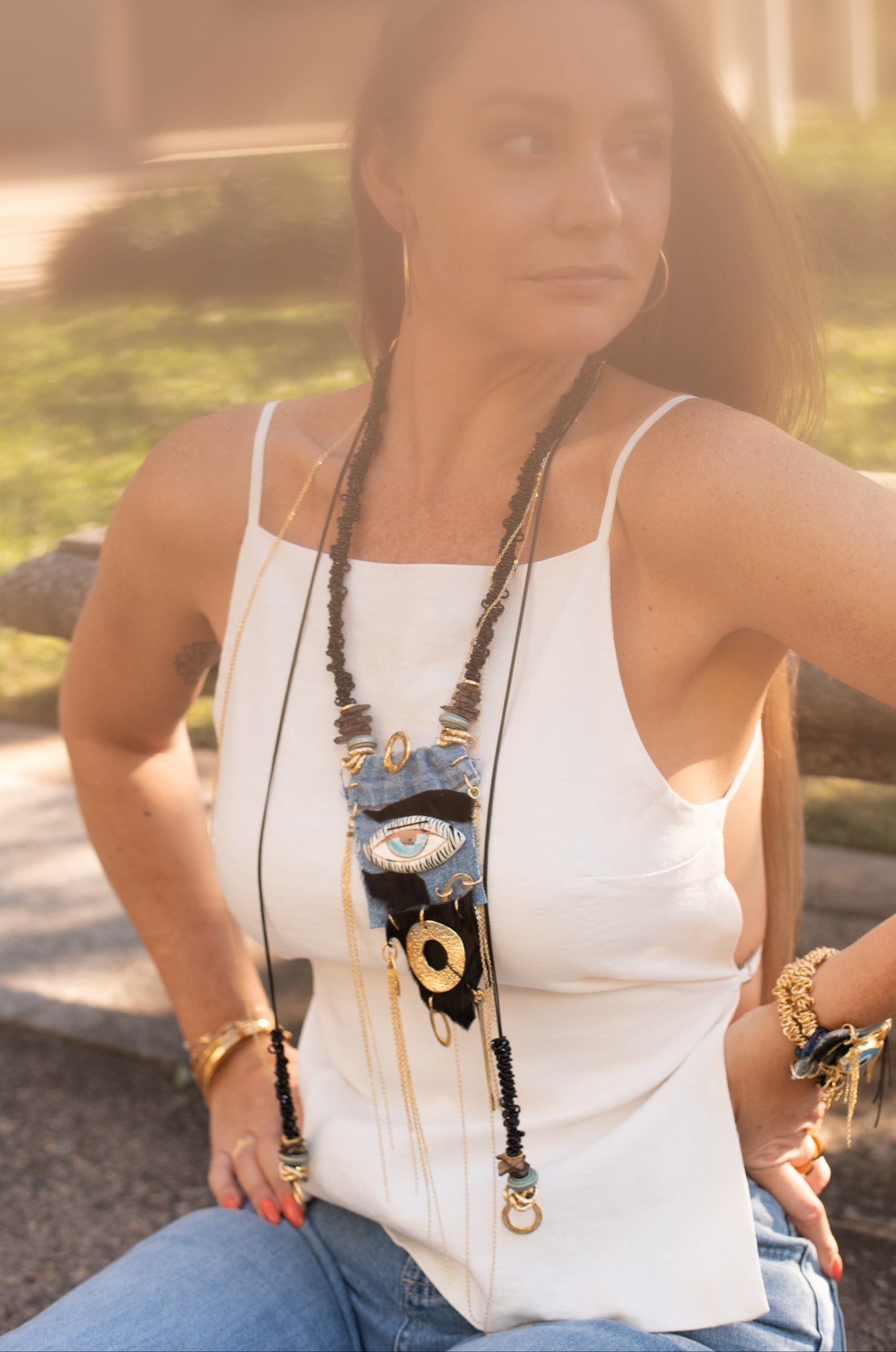 Denim Oracle Necklace